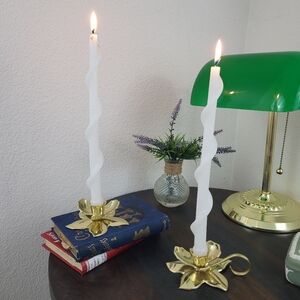 Brass Lotus Candlestick Holders / Chambersticks